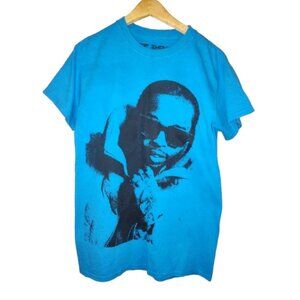 POP SMOKE Blue & Black Graphic T-SHIRT Hip Hop Short Sleeve Men’s Sz small Tee